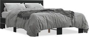 vidaXL fekete szerelt fa és fém ágykeret 140 x 200 cm