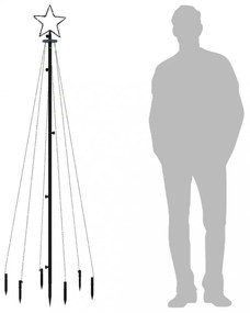 hideg fehér fényű karácsonyfa tüskével 108 LED-del 180 cm