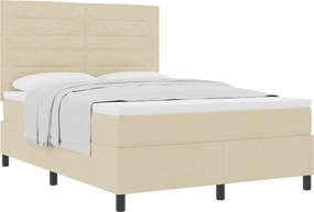 vidaXL Boxrugós ágy matracmal fejtámlával Krém 140 x 190 cm szövet