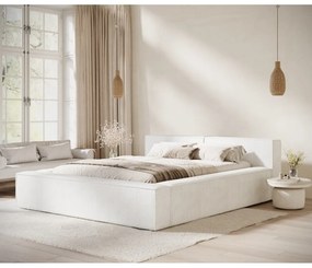 Krémszínű kárpitozott ágyneműtartós franciaágy ágyráccsal 140x200 cm Voliera – Maison de Rêve