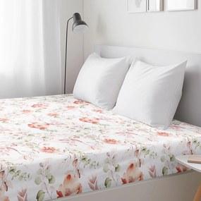 Goldea pamut körgumis lepedő deluxe - akvarell virágok 120 x 200 cm