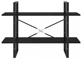 2-szintes fekete tömör fenyőfa könyvszekrény 100 x 30 x 70 cm