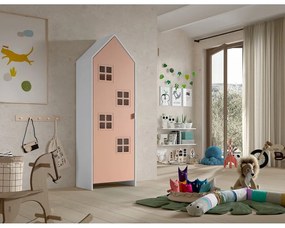 Fehér-rózsaszín gyerek ruhásszekrény 58x172x37 cm Casami Bruges – Vipack