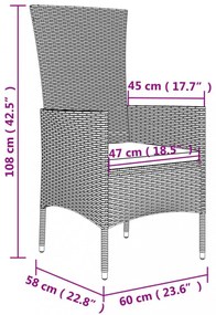 vidaXL 7 részes bézs polyrattan kerti étkezőgarnitúra párnákkal