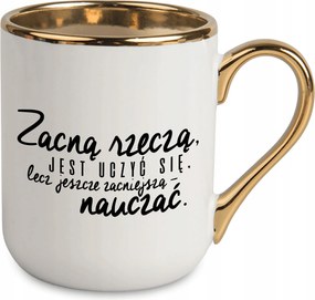 Elegáns Bögre Fehér Arany Középpel Jó Dolog Tanulni Minták