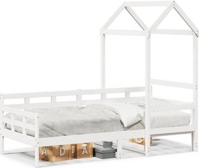 vidaXL fehér tömör fenyőfa kanapéágy tetővel 80 x 200 cm