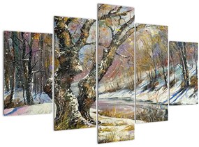 Egy festett téli táj képe (150x105 cm)