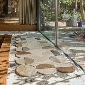 Szürkésbézs kézi szövésű gyapjú futószőnyeg 80x230 cm Mia Scallop Frame – Flair Rugs