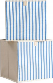 Lineta tárolódobozok kék csíkokkal 2 db 30x30x30 cm Homla