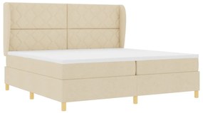 Krém Színű Boxspring Ágy Mattal 200x200 cm Textil