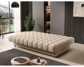 Bézs buklé kinyitható-tárolóhelyes kanapé 197 cm Clareta – ELTAP