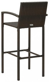 5 részes barna polyrattan kültéri bárszett kartámasszal