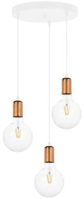 Csillár zsinóron MIROS 3xE27/60W/230V kerek fehér/réz