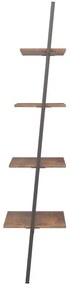 4 szintes sötétbarna és fekete létrapolc 64 x 34 x 150,5 cm