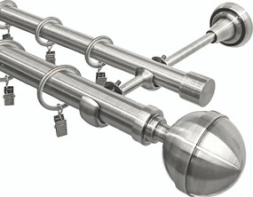 Függönykarnis dupla fém nikkel mix végek Imperia Deco 25+19 mm 180 cm