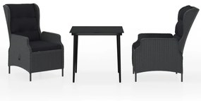 vidaXL 3 részes sötétszürke kerti étkezőgarnitúra