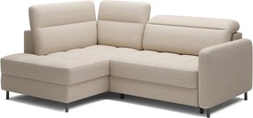 Bézs bársony kinyitható-tárolóhelyes sarokkanapé (bal oldali-L alakú) Barea – ELTAP