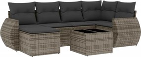 vidaXL 7 részes szürke polyrattan kerti ülőgarnitúra párnákkal