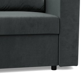 Zeus sarokkanapé, 1 ágyneműtartóval, egyenes kartámasz, bársony, univerzális oldal, hab töltet, szürke