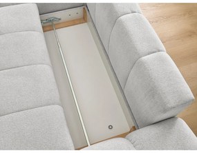 Világosszürke zsenília kinyitható-tárolóhelyes sarokkanapé (bal oldali-heverő résszel) Everest – Bobochic Paris