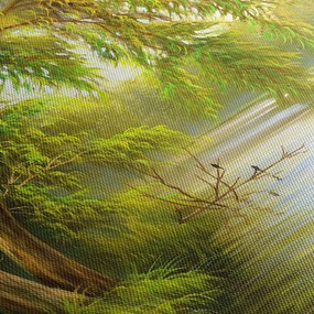 Kép - fűzfa a tó mellett, olajfestmény (órával) (90x30 cm)
