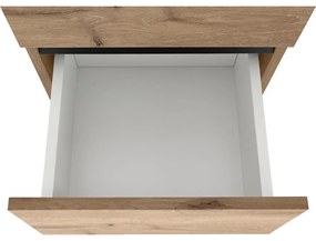 Natúr színű magas keskeny fürdőszoba szekrény tölgyfa dekorral 38x130 cm Wisla – Støraa