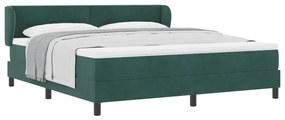 Boxspring Ágy Matrac Kényelmes Sötét Zöld 180x200 cm Bársony