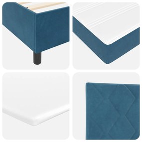 Boxspring Ágy Matrac Kalapáccsal Sötétkék 140x200 cm Bársony