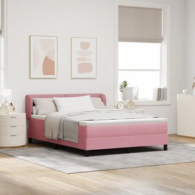 Boxspring Ágy Mattal Rózsaszín 140x200 cm Bársony
