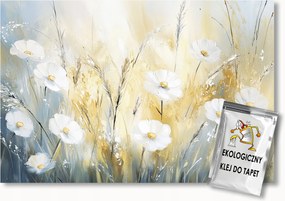 Fotótapéta Flizelina Nyár Rét Mező Gabona Kalászok Fehér Virágok 250x175 ragasztó