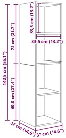 TV Szekrény Szett Falra szerelhető 3 pcs Musta tammi Faanyag