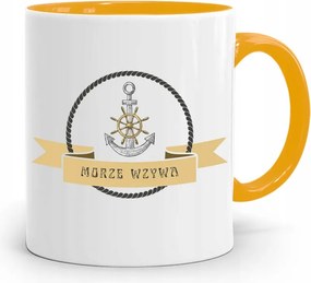 Sárga Bögre Horgász Tenger Hív Ajándék nyomtatott fényképpel