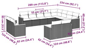 12 részes fekete polyrattan kerti ülőgarnitúra párnákkal