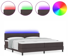 vidaXL Boxspring Ágy Mattal és LED-del Sötétbarna 200x200 cm Szövet