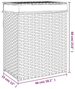 fehér polyrattan szennyeskosár fedéllel 46x33x60 cm