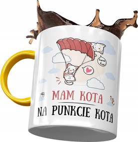 Sárga Bögre Cicával Cuki Ajándék Nyomtatott Fotóval