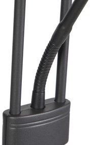 Álló lámpa fekete olvasólámpával, LED-del és dimmerrel - Diva 2