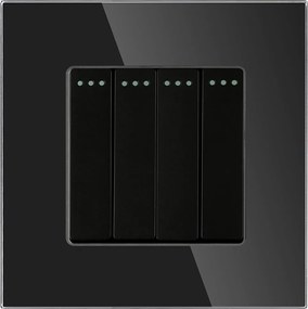 Fénykapcsoló 4G1W Négyszögletes Mechanikus Üveg Keret FI60 Fekete