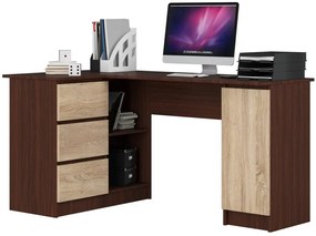 Sarok íróasztal - Akord Furniture - 155 cm - wenge / sonoma tölgy (bal)