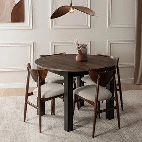 Bővíthető Étkezőasztal Kézműves Dió/Fekete Színben. HARRY 102-142 cm