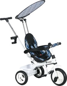 HOMCOM 6 az 1-ben Fejlődő Babakerekpár 12 hónaposnál idősebb gyermekeknek hajtható napernyővel, teleszkópos és eltávolítható tolókarral, állítható ülé