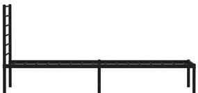 fekete fém ágykeret fejtámlával 80 x 200 cm