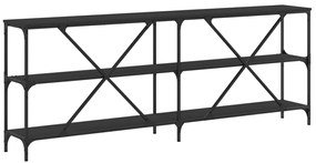 fekete szerelt fa és vas tálalóasztal 200x30x75 cm
