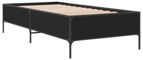 fekete szerelt fa és fém ágykeret 90 x 200 cm