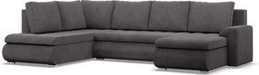 Tokio U sarokkanapé, 3 ágyneműtartóval, kordbársony, baloldali, szürke