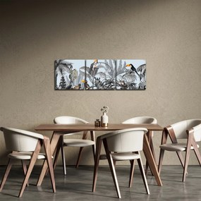 Állatok képe egy trópusi erdőben (órával) (90x30 cm)