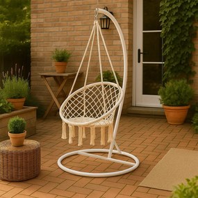 Cardenas függőfotel állvánnyal bézs-fehér