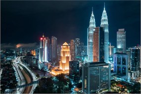 Kép - Éjszaka Kuala Lumpurban (90x60 cm)