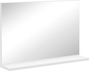 kleankin Fali Fürdőszobai Tükör Polccal, Modern, Többfunkciós Tükör Fürdőszobába, Hálószobába és Előszobába, 60x12x40 cm, Fehér | Aosom