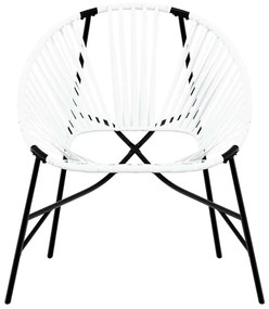 3 db fekete fehér polyrattan kerti szék szett